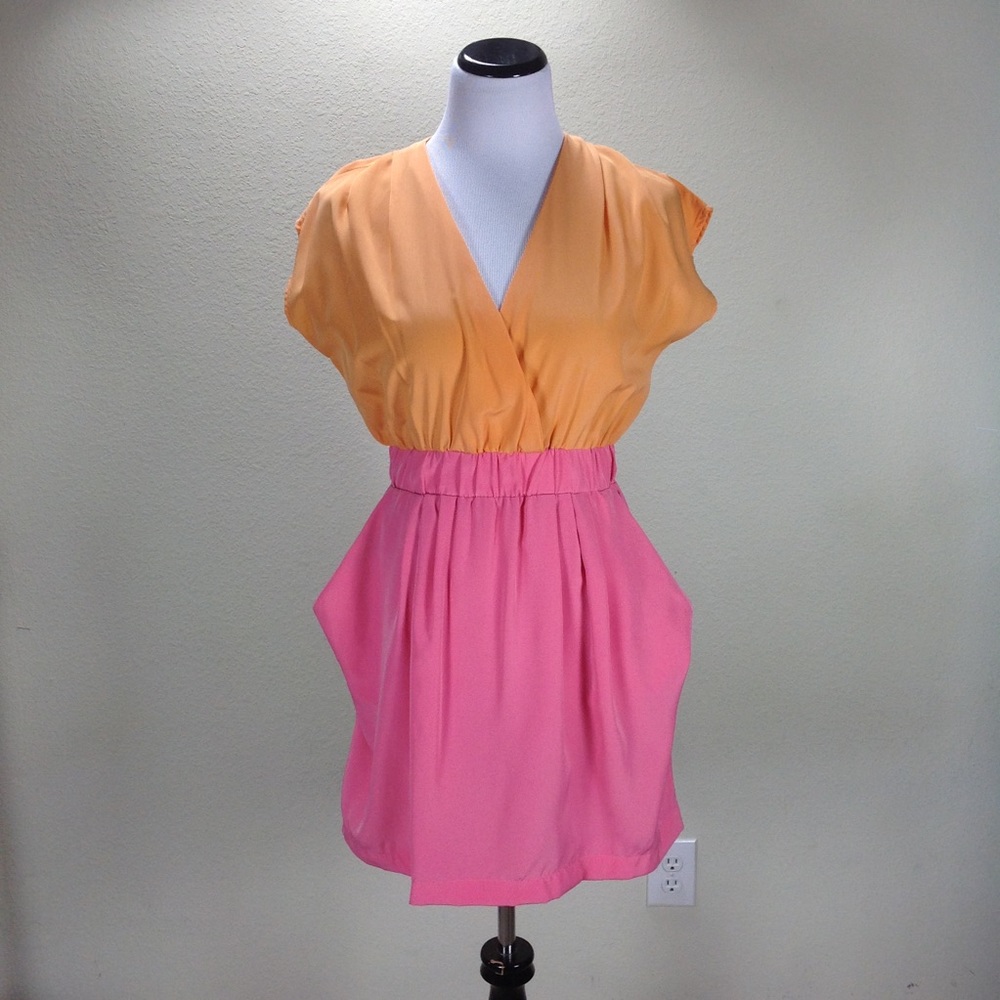Ali & Kris Pink & Orange Cap Sleeve Mini Dress